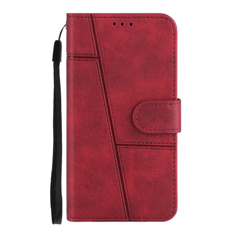 iPhone 8 Plus / 7 Plus Leather Flip Cover m. Lommebok og stropp - rød