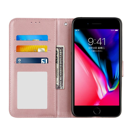 iPhone 8 Plus / 7 Plus Leather Flip Cover m. Lommebok og stropp - Rosa