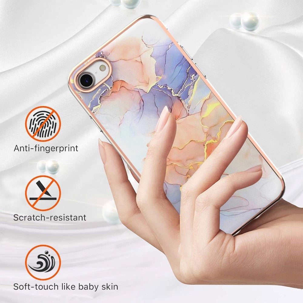 iPhone SE (2022 / 2020) / 8 / 7 Hybrid plastbakdeksel - Milky Way Marble - Rosa