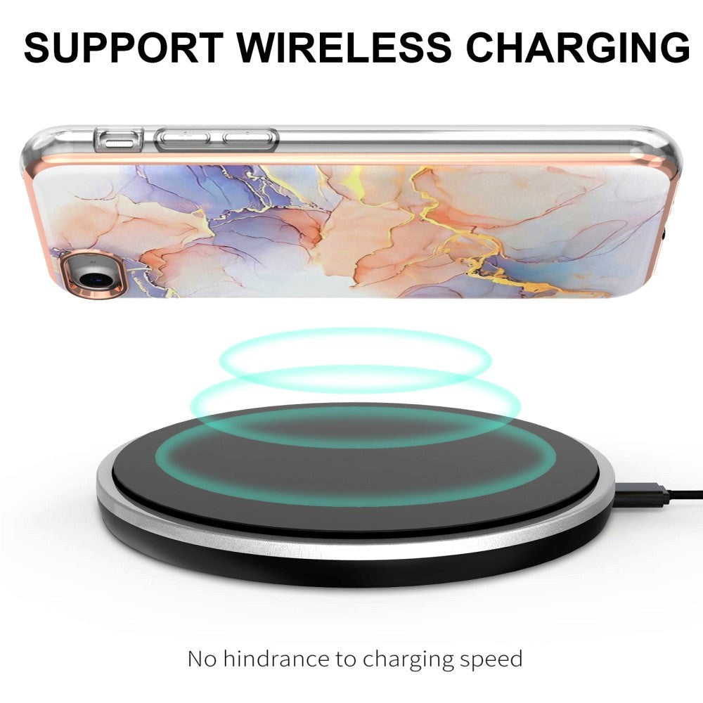 iPhone SE (2022 / 2020) / 8 / 7 Hybrid plastbakdeksel - Milky Way Marble - Rosa