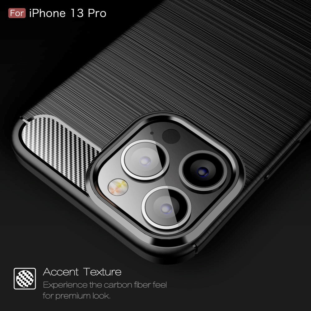 iPhone 13 Pro Bakdeksel i børstet karbon - Svart