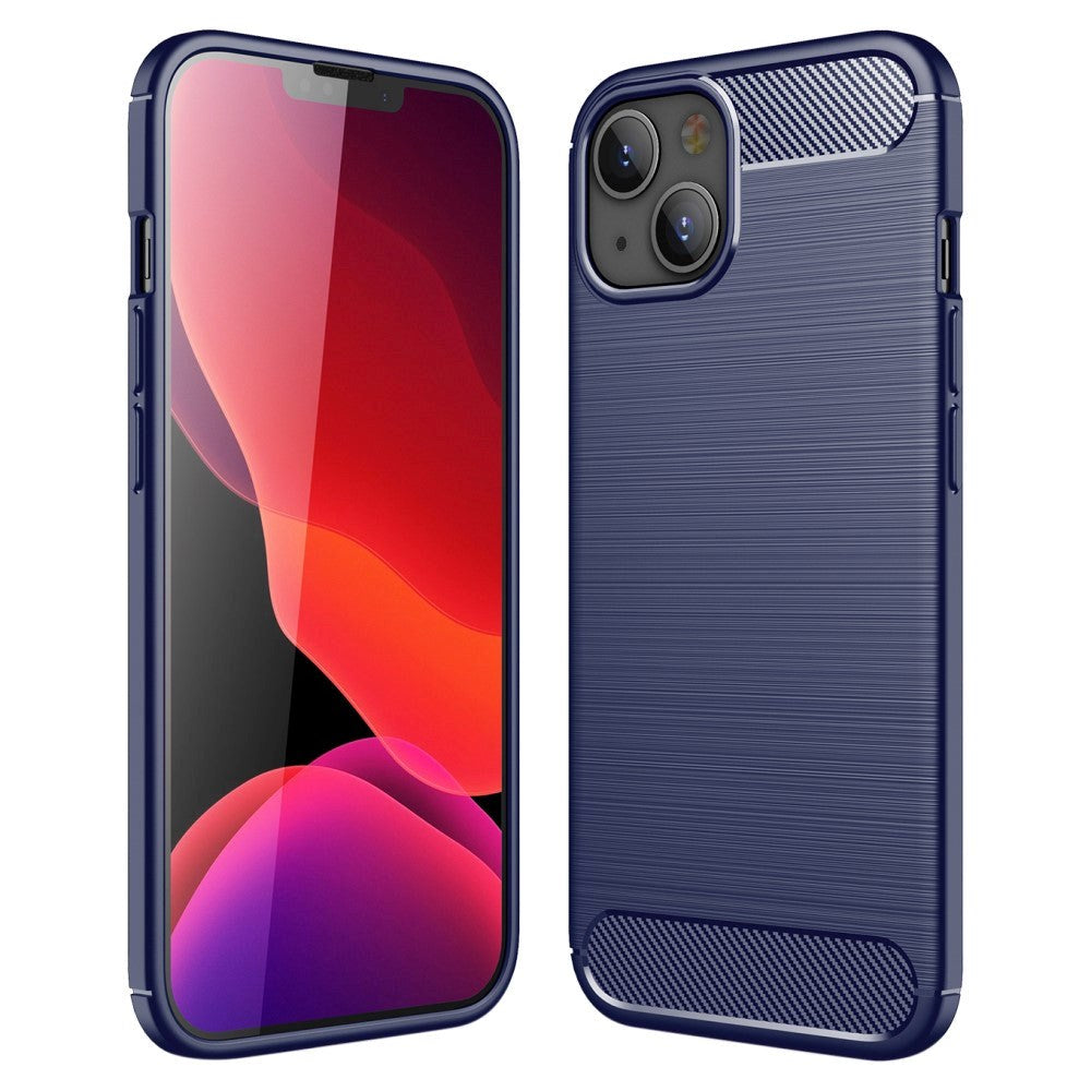 iPhone 13 Børstet Carbon Bakdeksel - Blå
