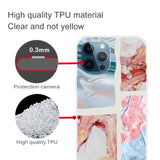 iPhone 13 Pro fleksibelt plastdeksel - lyseblå / rosa marmor