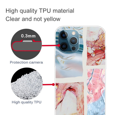 iPhone 13 Pro fleksibelt plastdeksel - lyseblå / rosa marmor