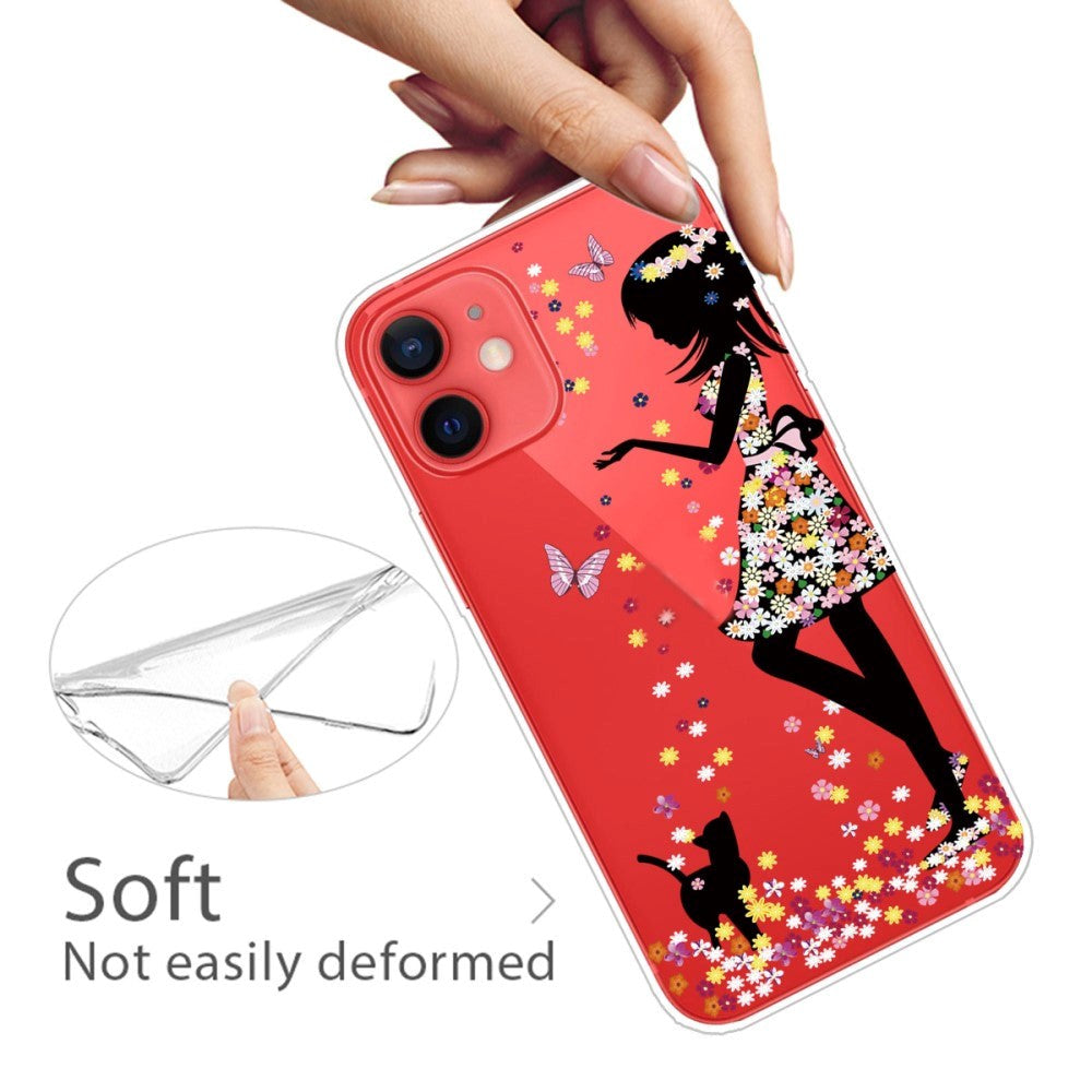 iPhone 13 Fleksibel Plastik Bagside Cover - Blomsterpige