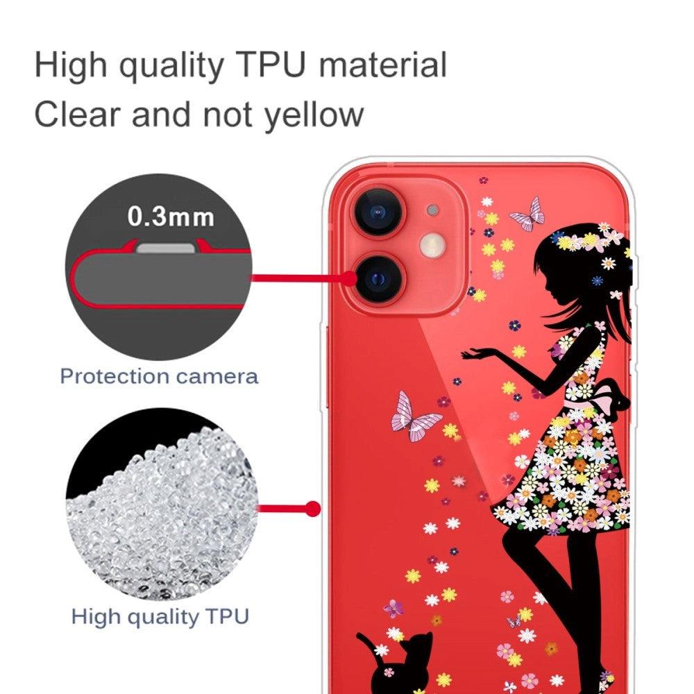 iPhone 13 Fleksibel Plastik Bagside Cover - Blomsterpige