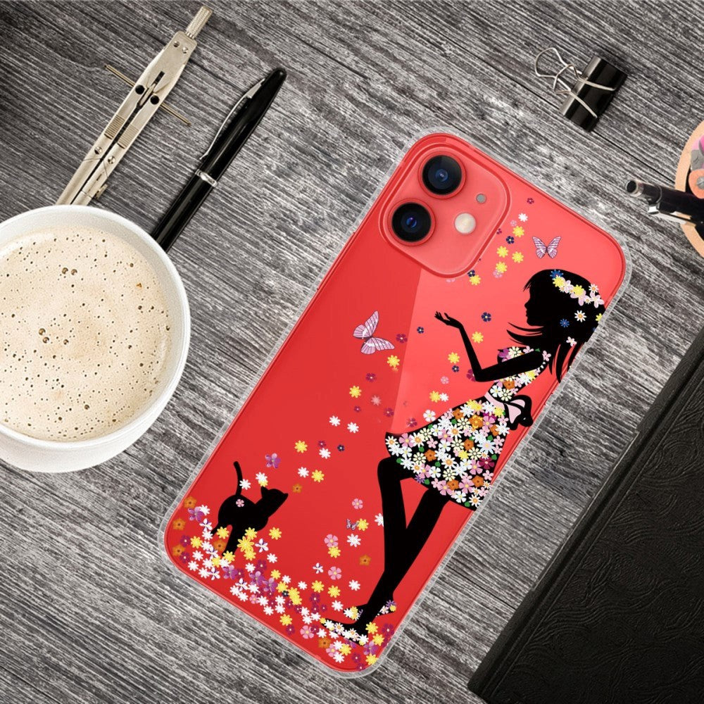 iPhone 13 Fleksibel Plastik Bagside Cover - Blomsterpige