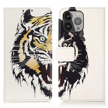 iPhone 13 Pro Max Leather Flip Cover m. Lommebok - Tiger