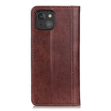 iPhone 13 Mini Litchi Leather Flip Cover m. Lommebok - Brun