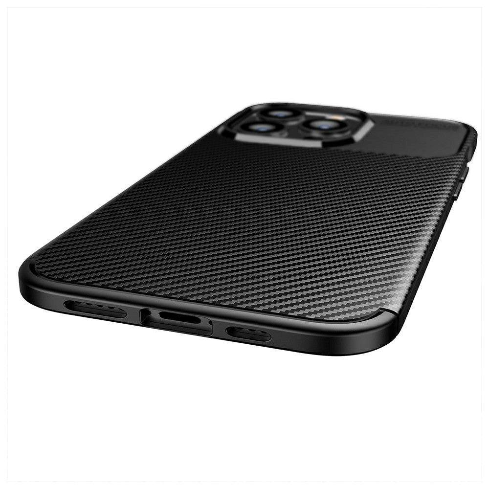 iPhone 13 Pro Carbon Fiber fleksibelt plastdeksel - svart