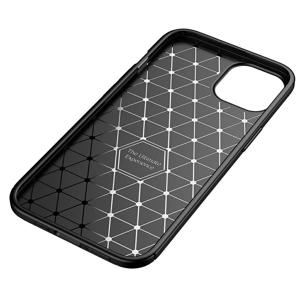 iPhone 13 Carbon Fiber Fleksibelt Plastik Bagside Cover - Sort
