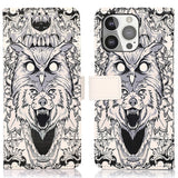 iPhone 13 Pro Leather Flip Cover m. Lommebok - Black Wolf
