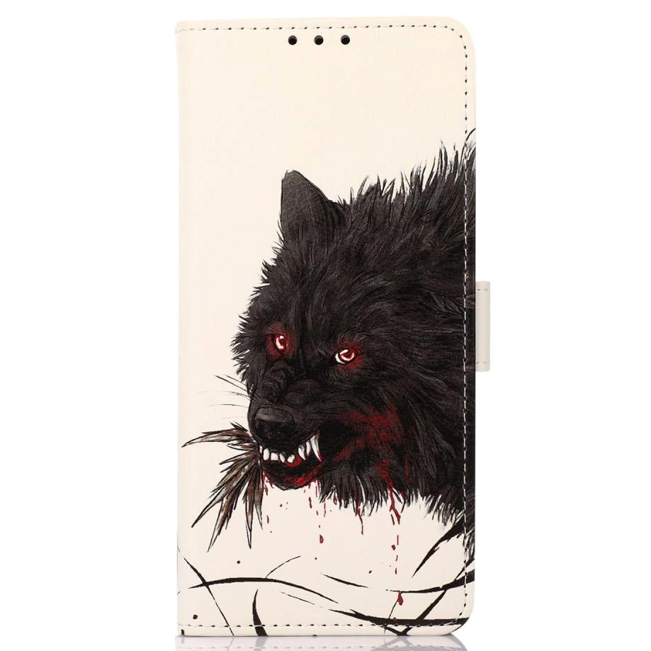 iPhone 13 Pro Max Leather Flip Cover m. Kortholder - Bloody Wolf