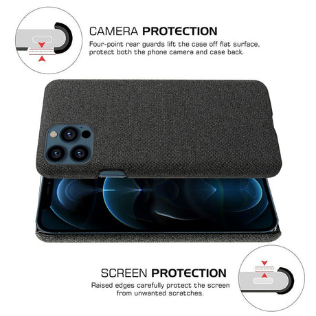 iPhone 13 Pro KSQ Fabric Plastic Bakdeksel - Svart