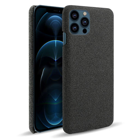 iPhone 13 Pro Max KSQ Fabric Plastic Bakdeksel - Svart