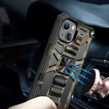 iPhone 13 Camouflage Craftsman Bakdeksel m. Kickstand - Army Green