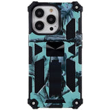 iPhone 13 Pro Camouflage Craftsman Bakdeksel m. Stativ - Mintgrønn