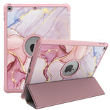 iPad 10,2" (2021 / 2020 / 2019) Faux Leather Flip Cover med blyantholder - rosa marmor