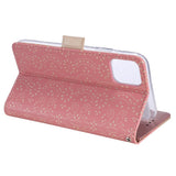 iPhone 13 Mini Leather Flip Cover m. Lommebok - Blondetrykk - Rosa &amp; Gull