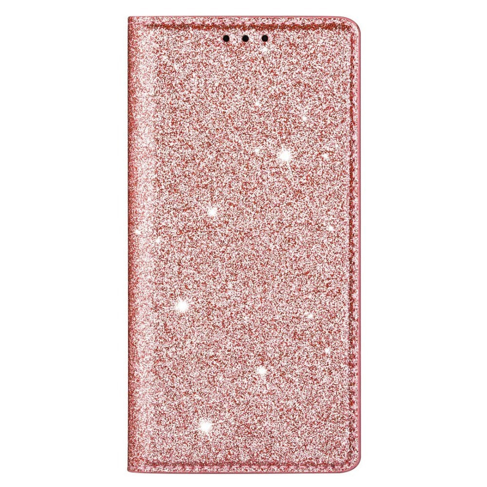 EIDERWOOD iPhone 13 Mini Leather Flip Cover m. Lommebok og stativfunksjon - Glitter - Rose gull