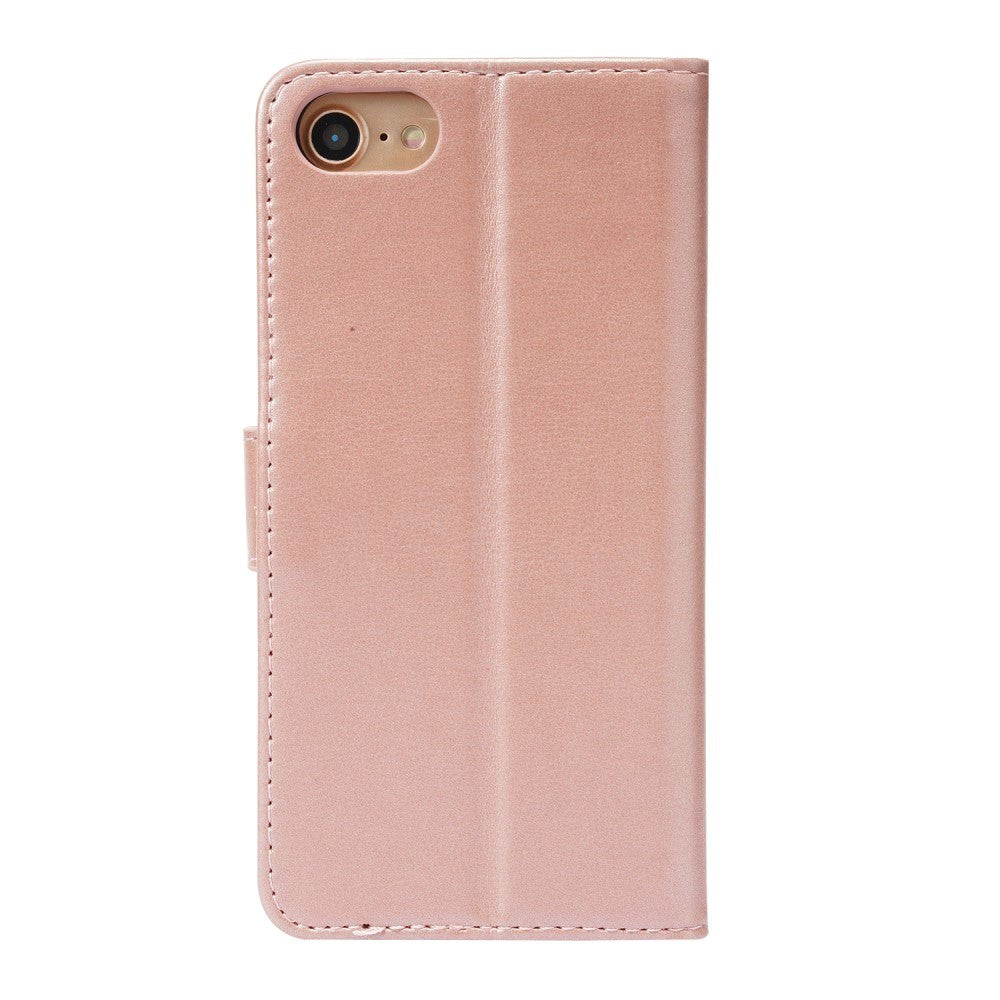 iPhone SE (2022 / 2020) / 8 / 7 Flip Cover m. Lommebok - Vertikal søm - Rose gull