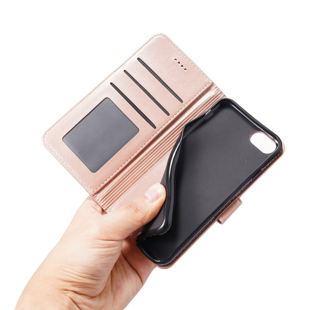 iPhone SE (2022 / 2020) / 8 / 7 Flip Cover m. Lommebok - Vertikal søm - Rose gull