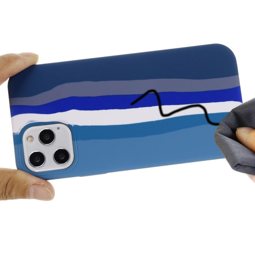 iPhone 13 Pro fleksibelt silikon bakdeksel - regnbue - blå
