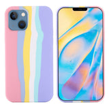 iPhone 13 Fleksibel Silikone Bagside Cover - Regnbue  - Pink