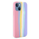 iPhone 13 Fleksibel Silikone Bagside Cover - Regnbue  - Pink