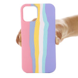 iPhone 13 Fleksibel Silikone Bagside Cover - Regnbue  - Pink