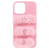 iPhone 13 Pro Plastic Bakdeksel - Plysj Love Beads - Rosa