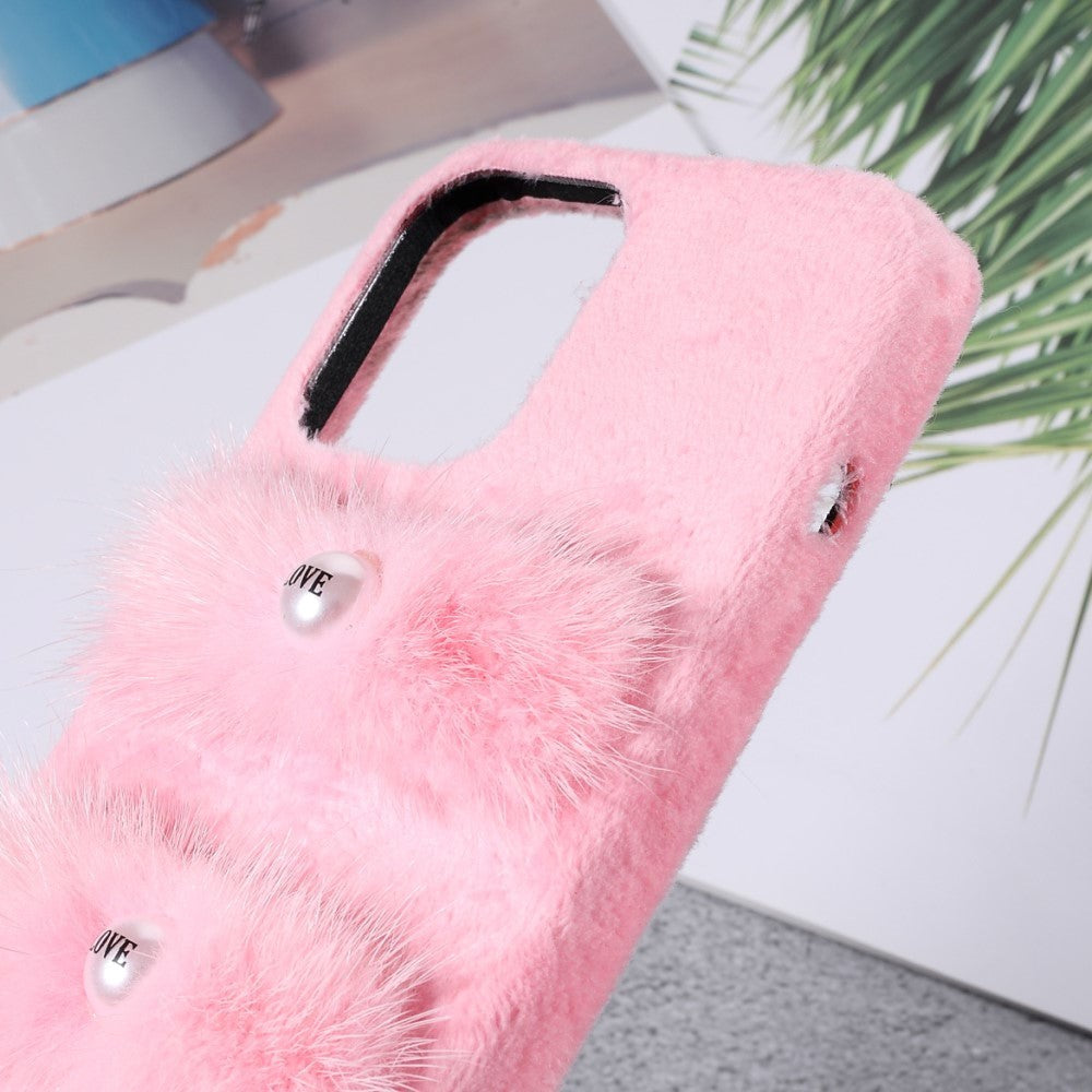 iPhone 13 Pro Plastic Bakdeksel - Plysj Love Beads - Rosa