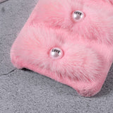 iPhone 13 Pro Plastic Bakdeksel - Plysj Love Beads - Rosa