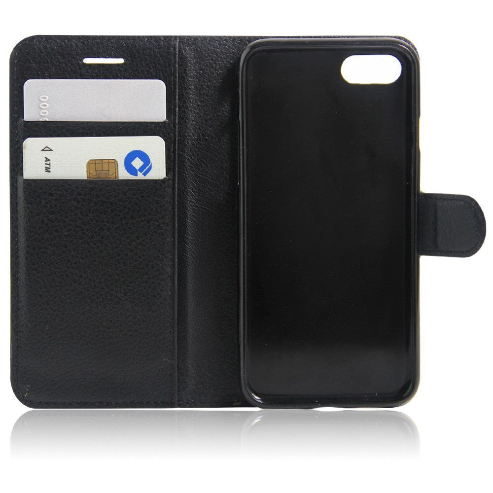 Apple iPhone SE (2022/2020)/8/7 PU-skinn FlipCover m. Kortholder - Sort