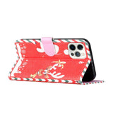 iPhone 13 Pro Leather Christmas Flip deksel m. Lommebok - Julenissen &amp; Rudolf