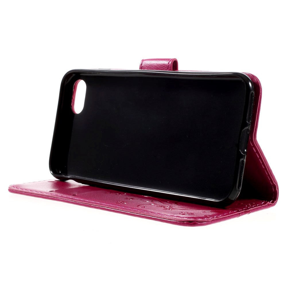 iPhone SE (2022/2020)/8/7 Butterflies skinndeksel m. Lommebok rosa