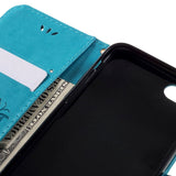 iPhone SE (2022/2020)/8/7 Butterflies skinndeksel m. Lommebok - Blå