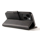 iPhone 13 Leather Flip Cover m. Lommebok og magnetisk lukking - svart