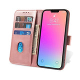 iPhone 13 Leather Flip Cover m. Lommebok og magnetisk lukking - Rose gull