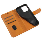 iPhone 13 Leather Flip Cover m. Lommebok og magnetisk lukking - lysebrun