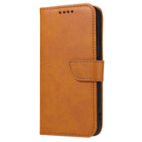 iPhone 13 Leather Flip Cover m. Lommebok og magnetisk lukking - lysebrun