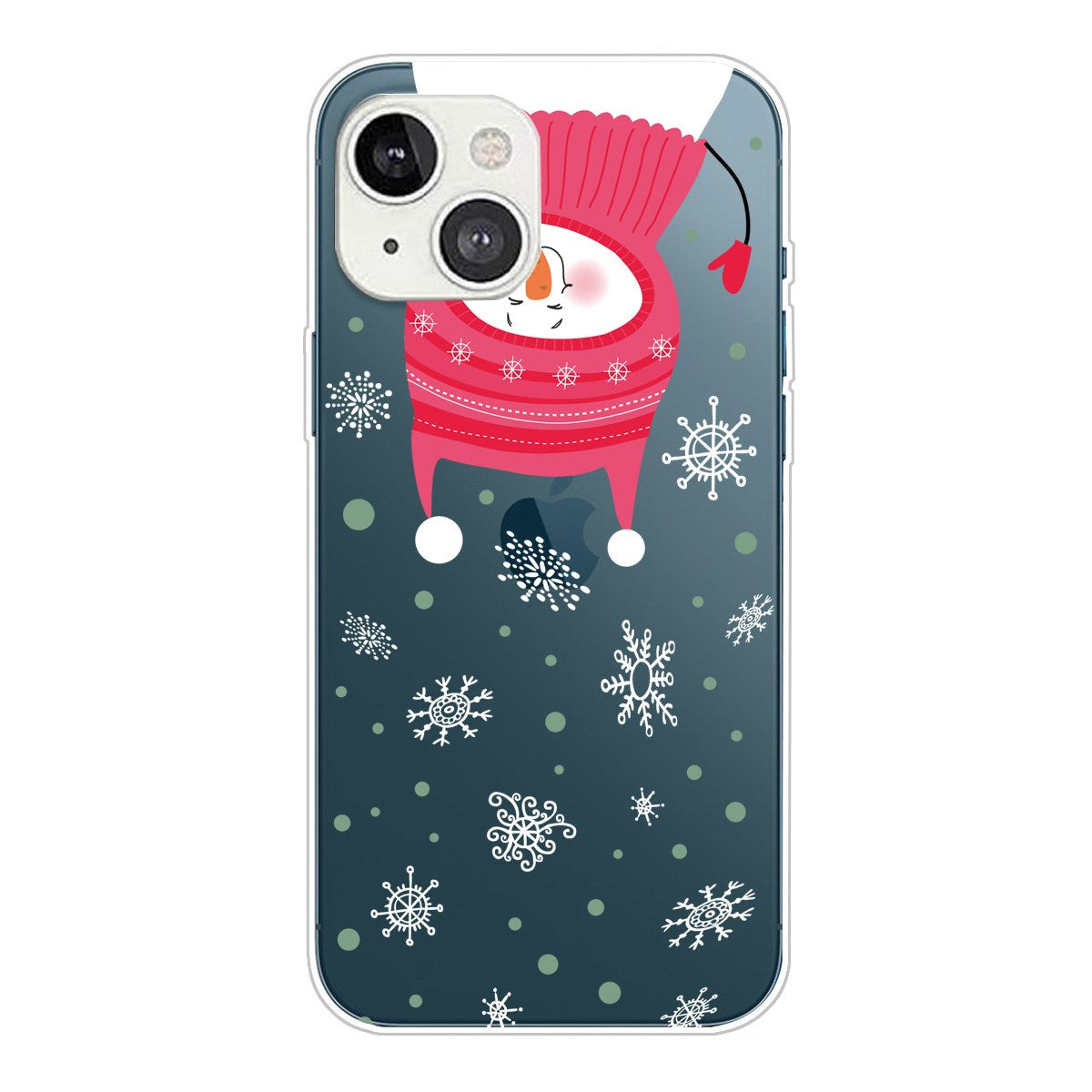 iPhone 13 Fleksibelt Julebakdeksel i plast - Snowman &amp; Snowflakes