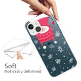 iPhone 13 Fleksibelt Julebakdeksel i plast - Snowman &amp; Snowflakes