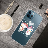 iPhone 13 Pro TPU plast juledeksel - god jul - snømann par