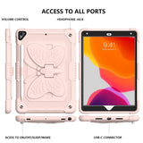 iPad 10,2" (2021 / 2020 / 2019) Butterfly Kickstand Kids Case - Rosa