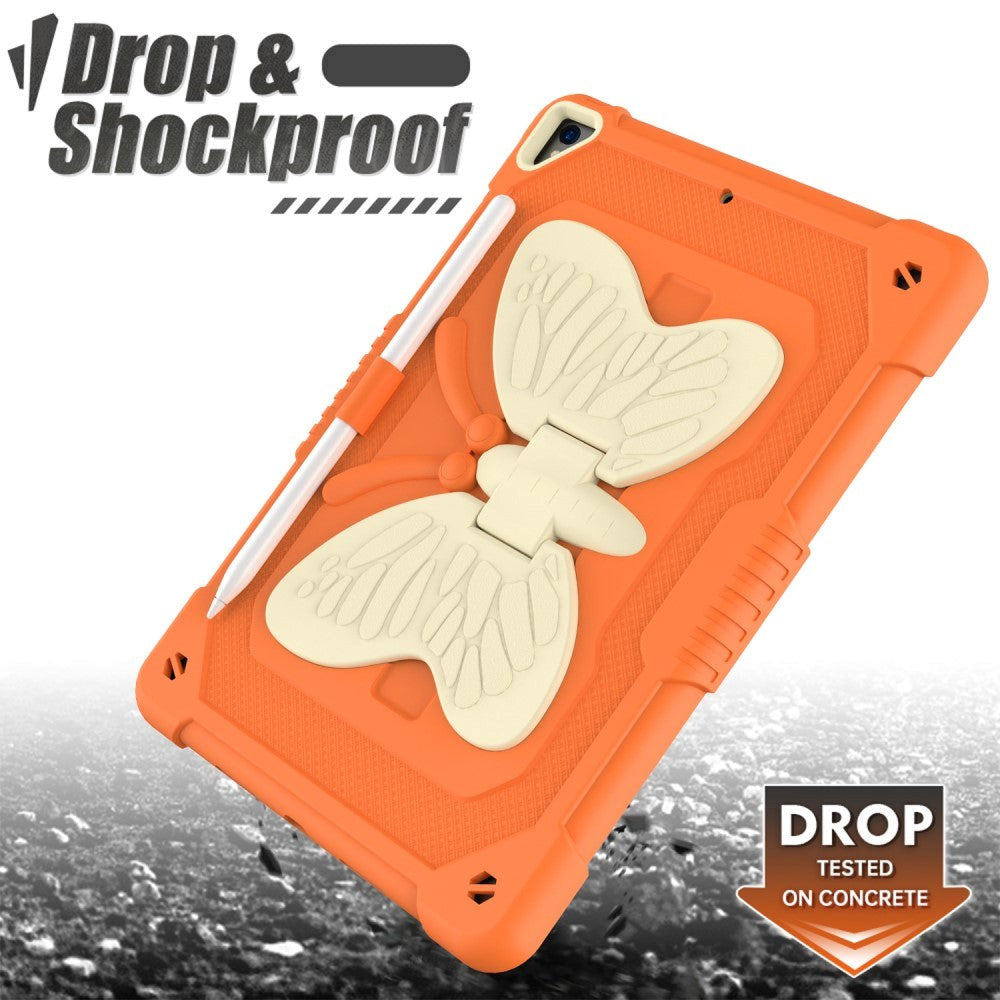 iPad 10,2" (2021 / 2020 / 2019) Butterfly Kickstand Kids Case - oransje og grå