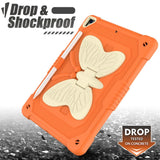 iPad 10,2" (2021 / 2020 / 2019) Butterfly Kickstand Kids Case - oransje og grå