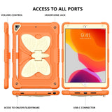 iPad 10,2" (2021 / 2020 / 2019) Butterfly Kickstand Kids Case - oransje og grå