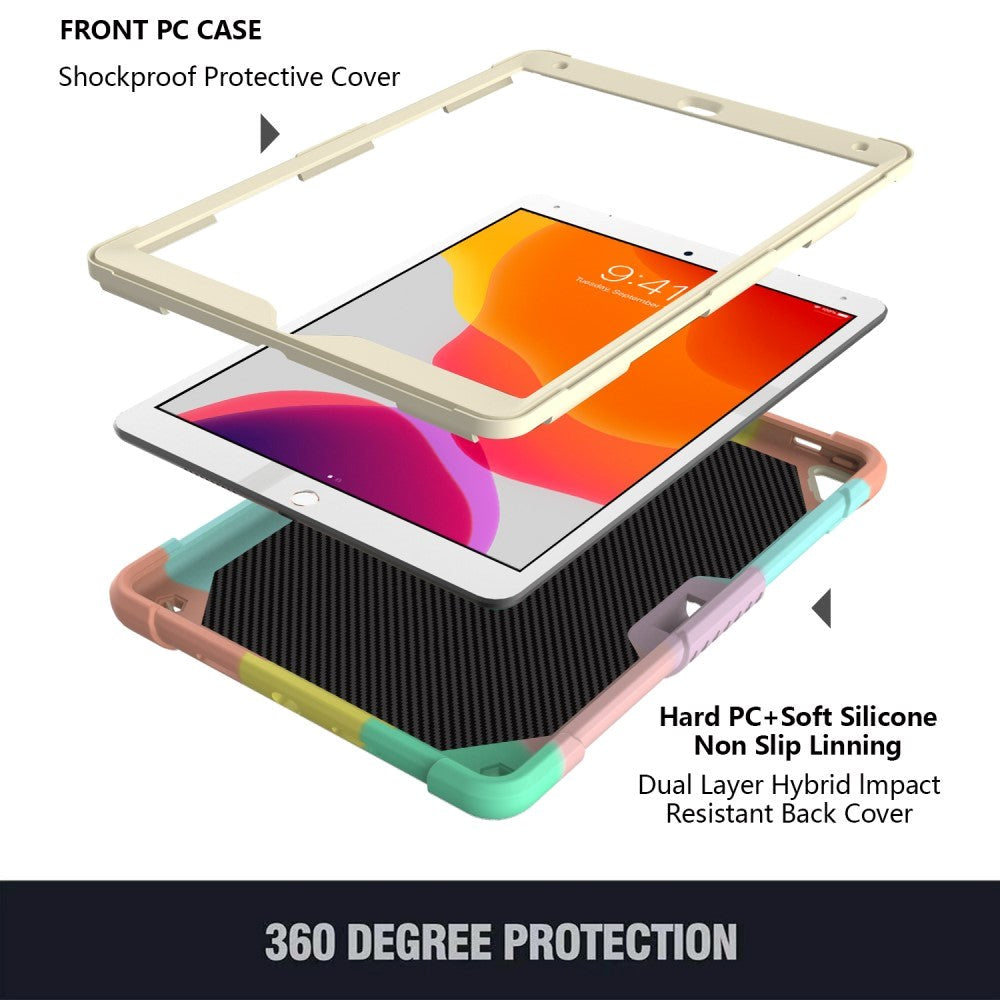 iPad 10,2" (2021 / 2020 / 2019) Butterfly Kickstand Kids Case - Rainbow V3