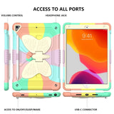 iPad 10,2" (2021 / 2020 / 2019) Butterfly Kickstand Kids Case - Rainbow V3